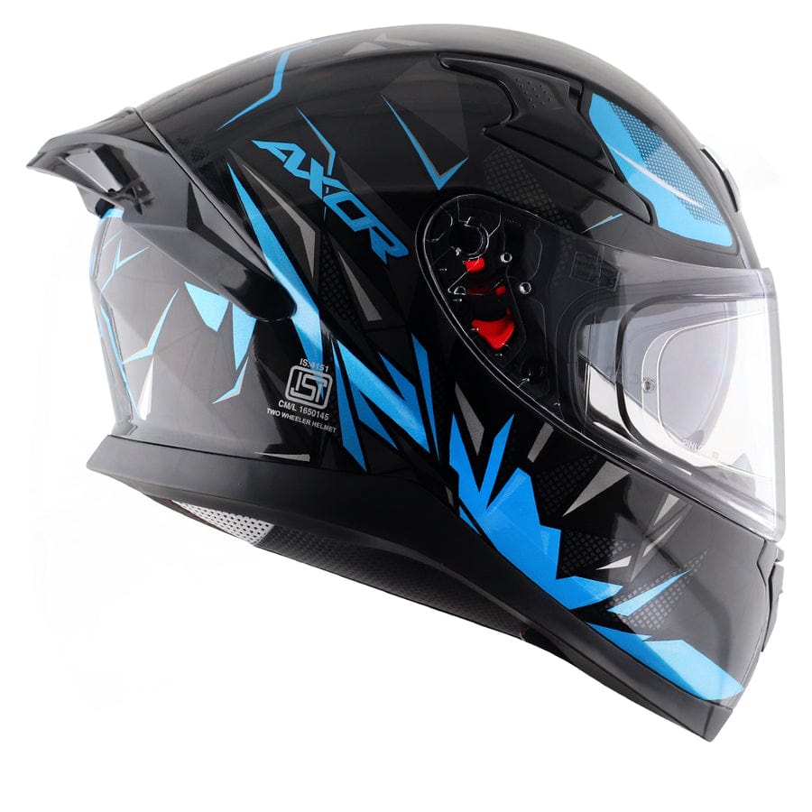 Destination Moto AXOR Apex Hunter Gloss Black Neon Blue Helmet
