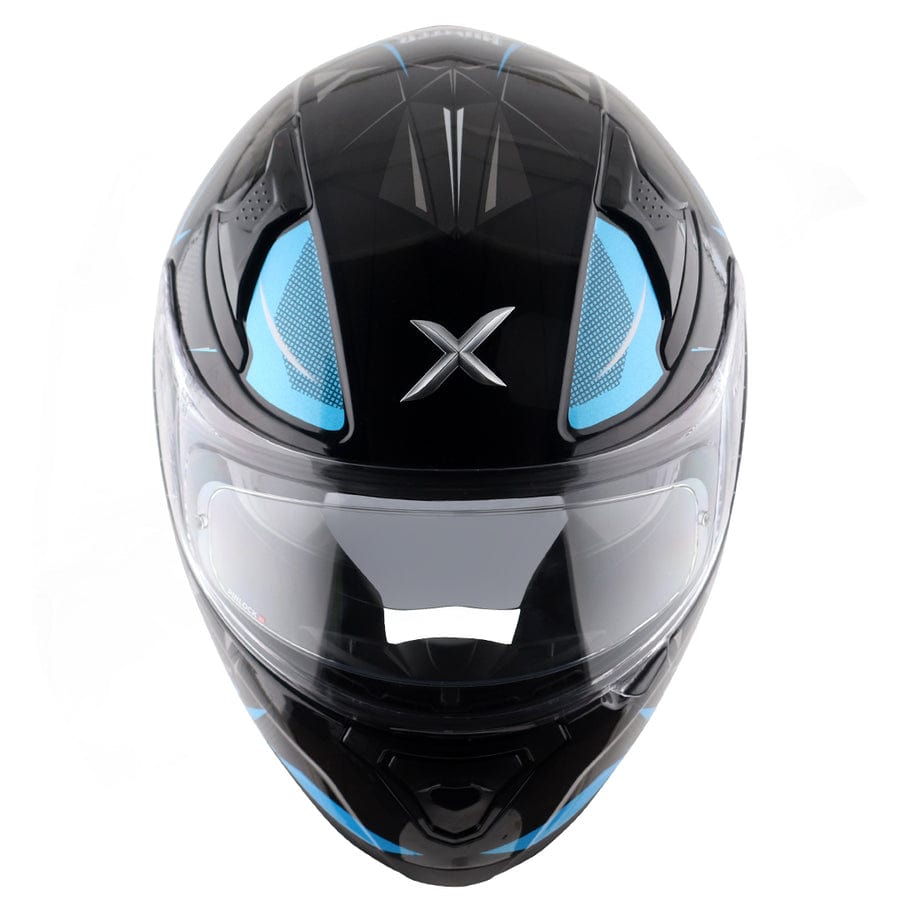 Destination Moto AXOR Apex Hunter Gloss Black Neon Blue Helmet