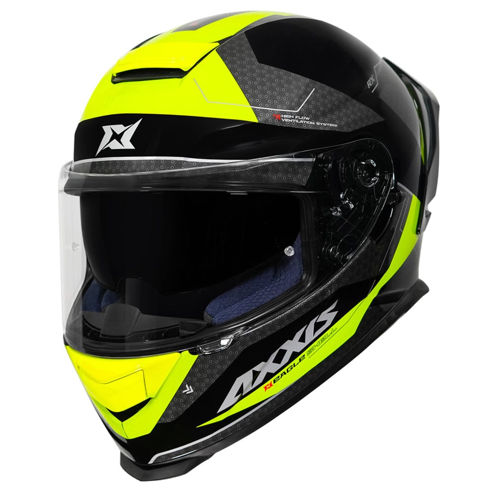 mt axxis falcon helmet black & AXXIS EAGLE SV RX B3 GLOSS BLACK NEON HELMET – Destination Moto