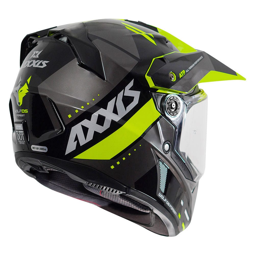 Destination Moto AXXIS WOLF DUAL SPORT FOREST GLOSS FLUORO YELLOW HELMET