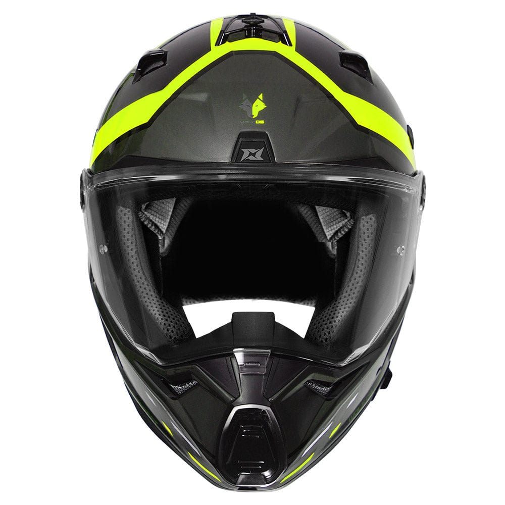 Destination Moto AXXIS WOLF DUAL SPORT FOREST GLOSS FLUORO YELLOW HELMET