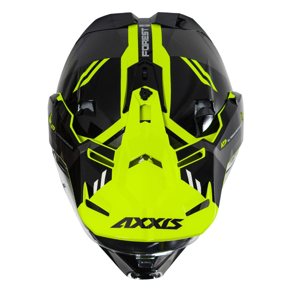 Destination Moto AXXIS WOLF DUAL SPORT FOREST GLOSS FLUORO YELLOW HELMET