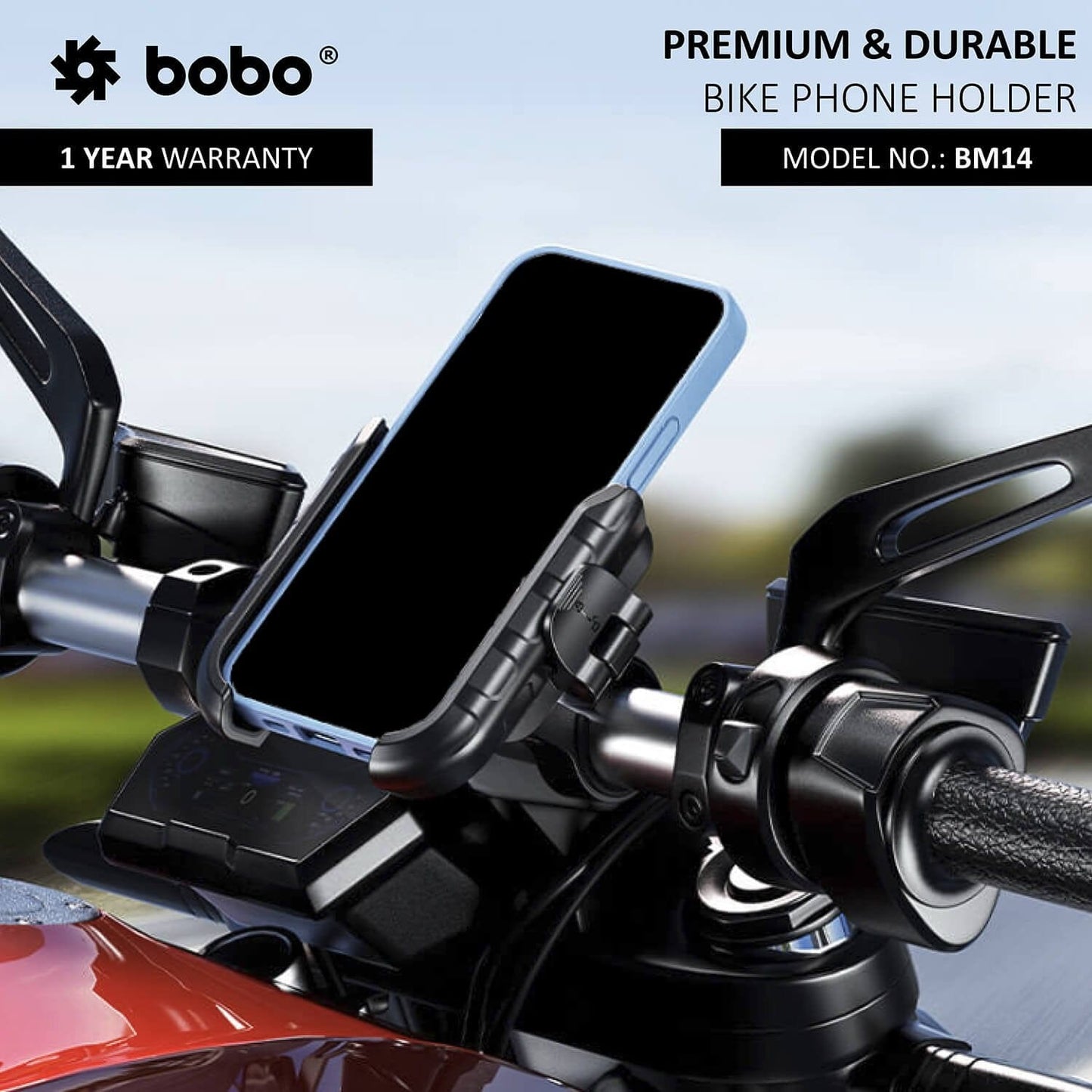 Destination Moto BOBO BM14 Quick Release Enhanced BM4 Bike / Cycle Phone Holder Motorcycle Mobile Mount