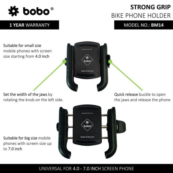 Destination Moto BOBO BM14 Quick Release Enhanced BM4 Bike / Cycle Phone Holder Motorcycle Mobile Mount