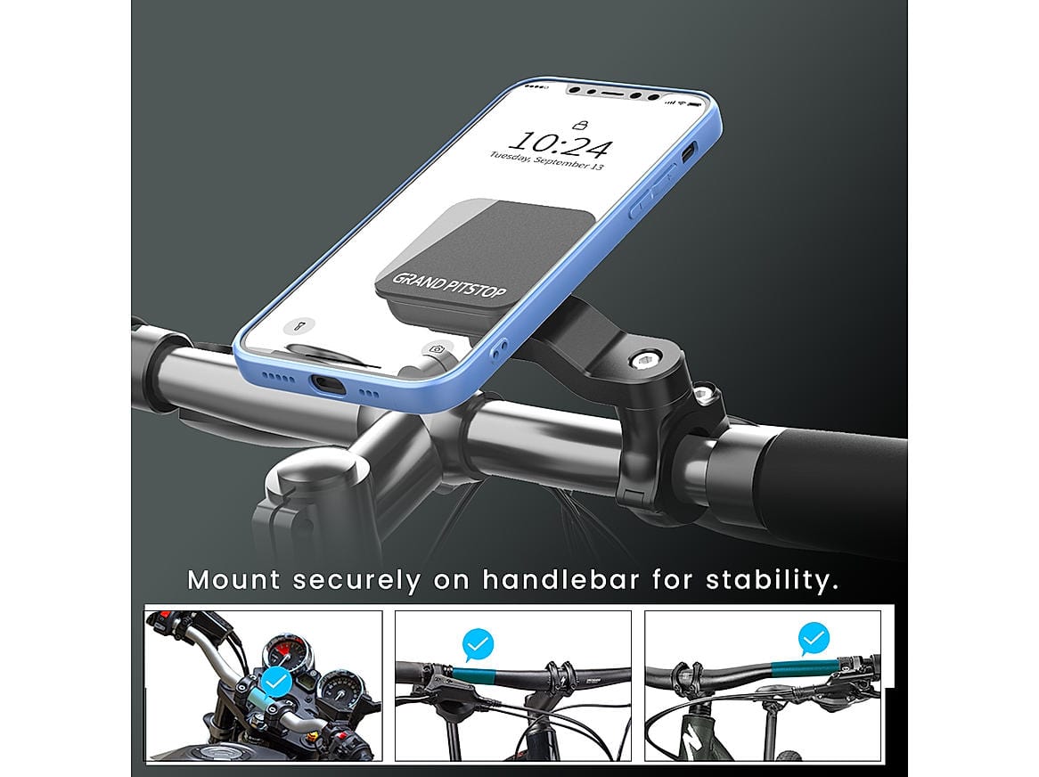 Destination Moto Grandpitstop  Quick Lock GEN-1 with in-built MAGNETIC LOCK Technology Handlebar Motorcycle Mobile Holder