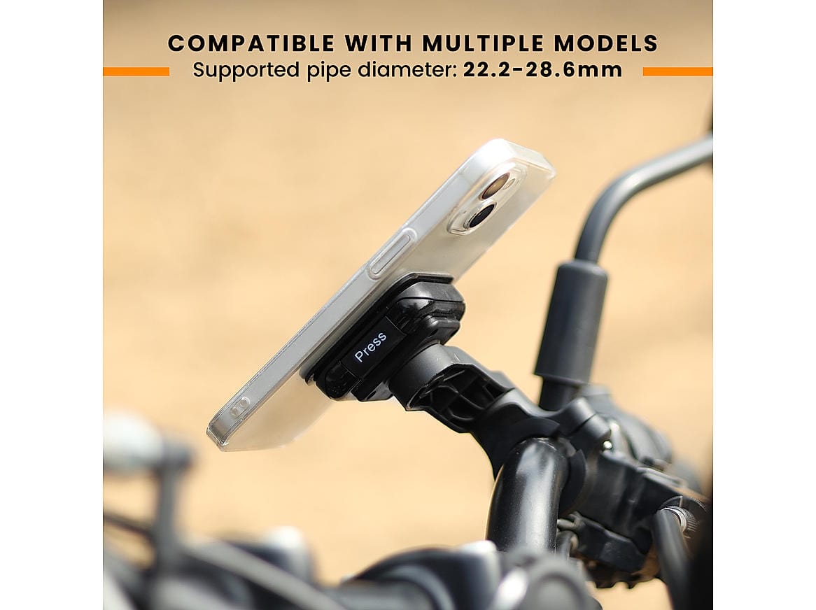Destination Moto Grandpitstop  Quick Lock GEN-1 with in-built MAGNETIC LOCK Technology Handlebar Motorcycle Mobile Holder