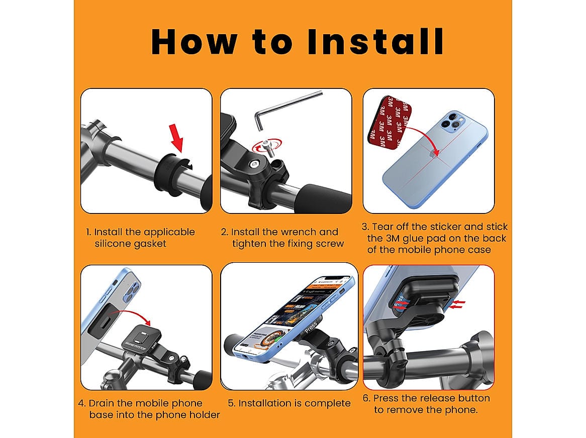 Destination Moto Grandpitstop  Quick Lock GEN-1 with in-built MAGNETIC LOCK Technology Handlebar Motorcycle Mobile Holder