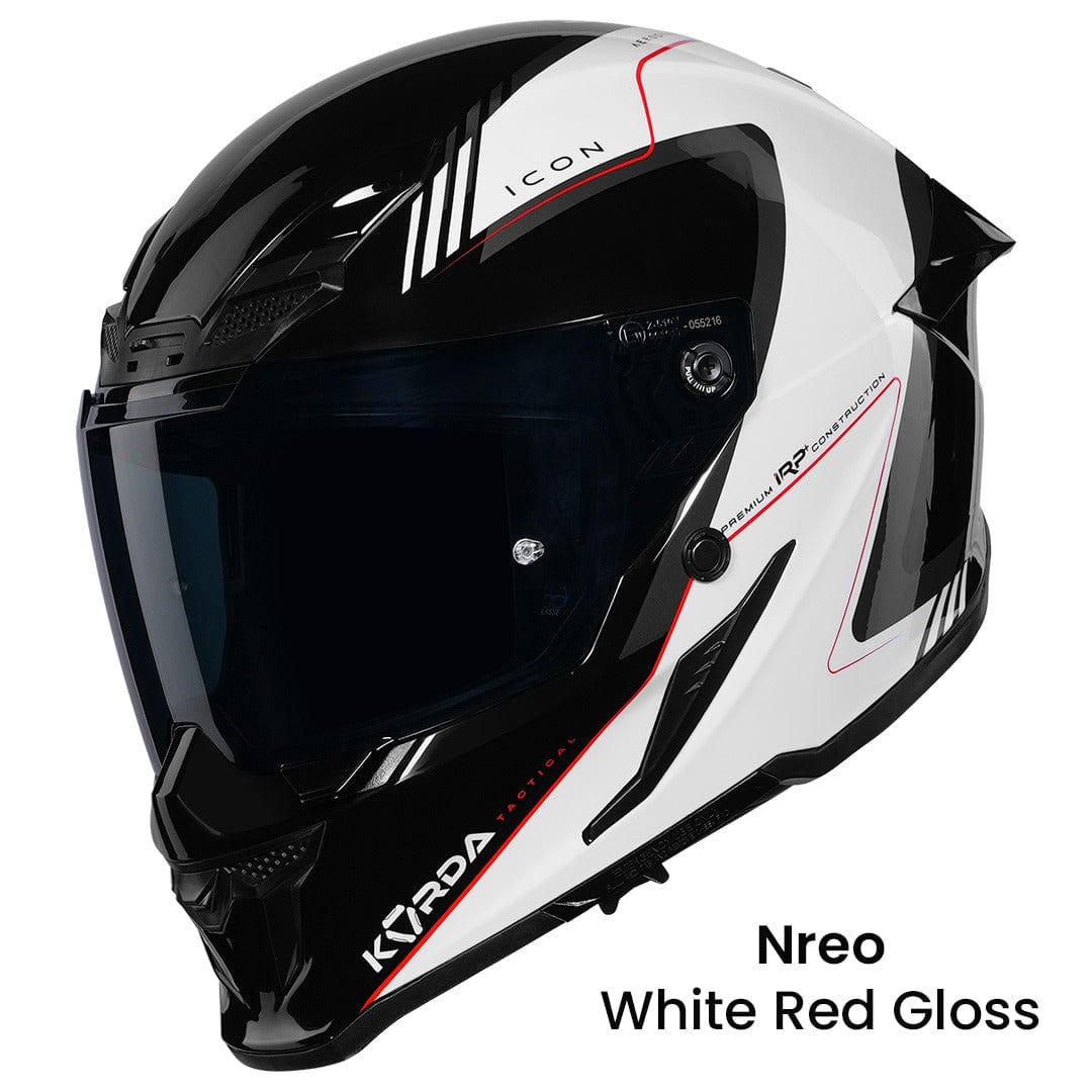 Destination Moto Korda Icon Nero Gloss White Red Helmet