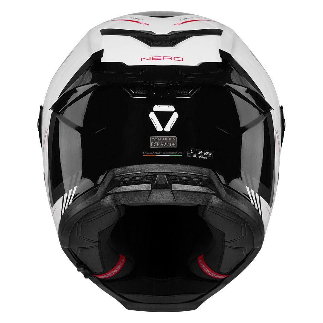 Destination Moto Korda Icon Nero Gloss White Red Helmet