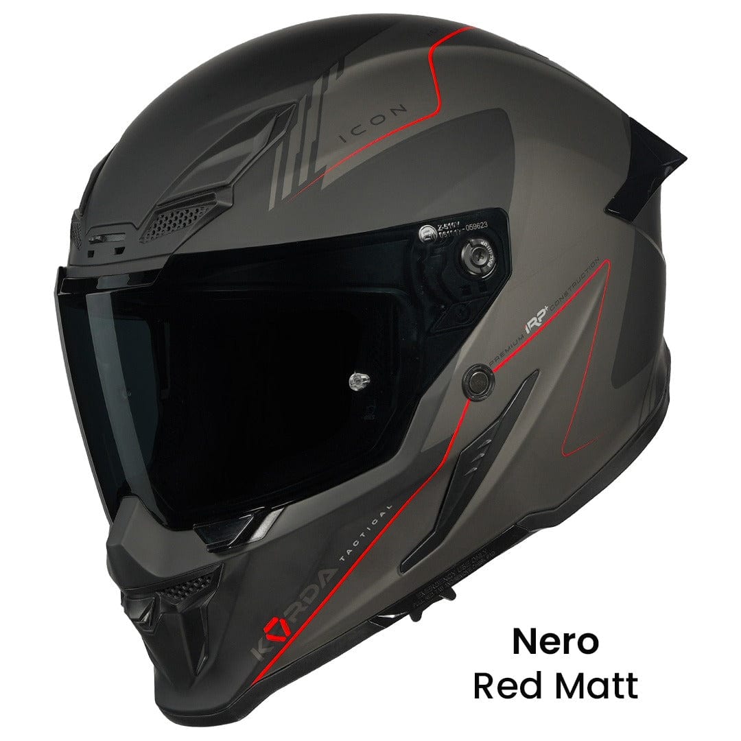 Destination Moto Korda Icon Nero Matt Black Red Helmet