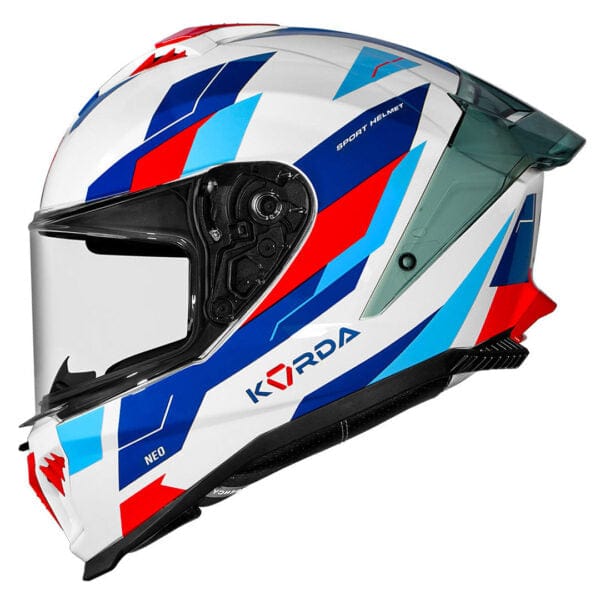 Destination Moto Korda Neo Titan Gloss White Blue Red Helmet