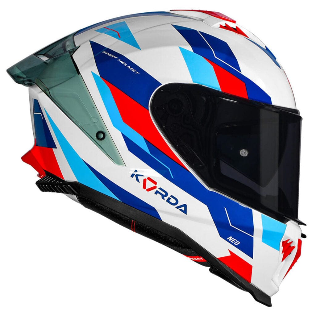Destination Moto Korda Neo Titan Gloss White Blue Red Helmet