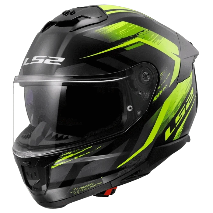 Destination Moto LS2 FF320 STREAM II FURY GLOSS BLACK HI VIZ YELLOW HELMET