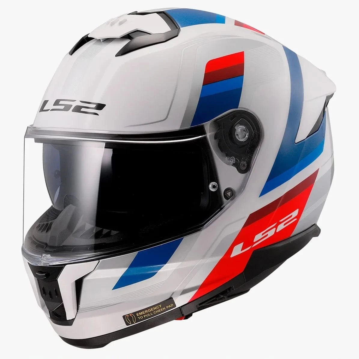 Destination Moto LS2 FF320 STREAM II VINTAGE GLOSS WHITE BLUE RED HELMET