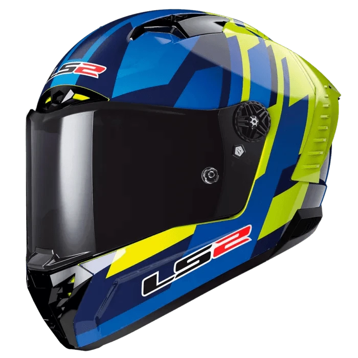 Destination Moto LS2 FF805 THUNDER CARBON GAS BLUE HI VIZ YELLOW HELMET