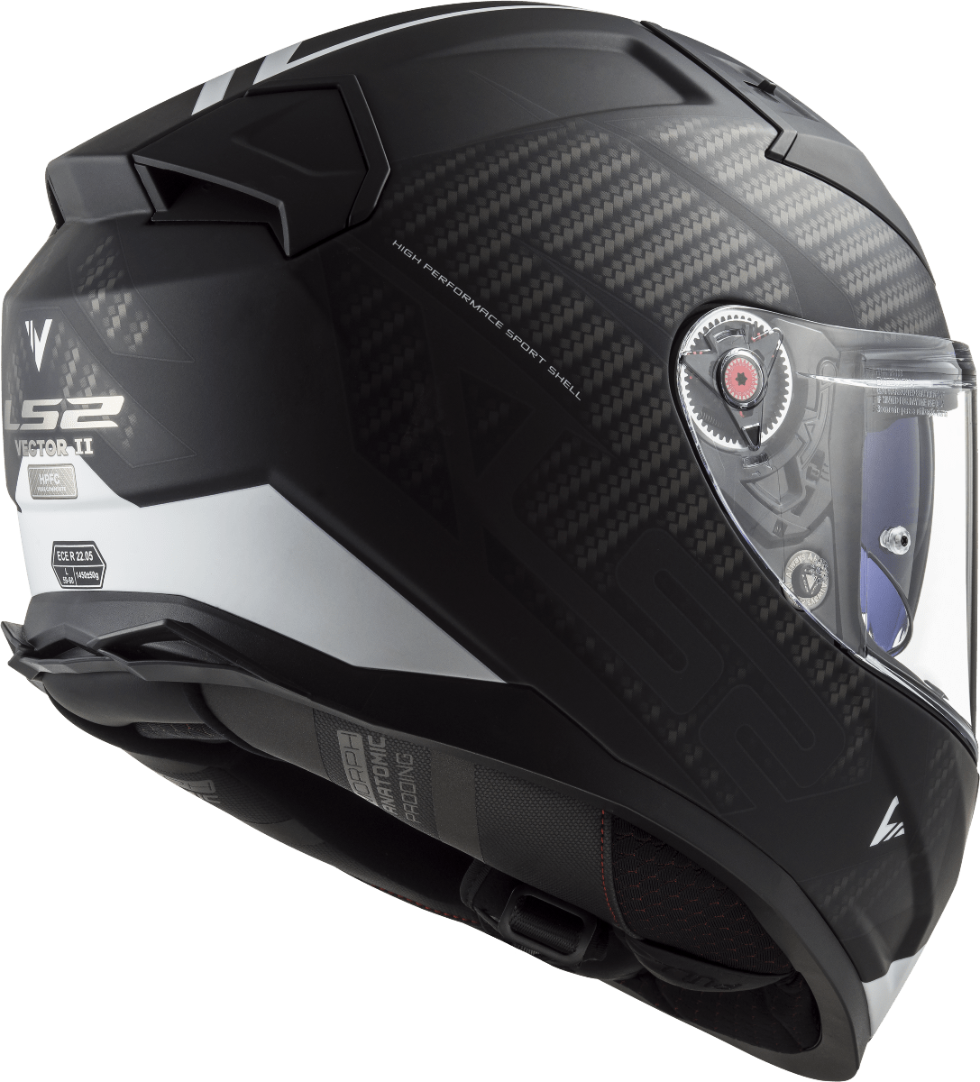 Destination Moto LS2 FF811 VECTOR II SPLITTER GLOSS BLACK WHITE HELMET