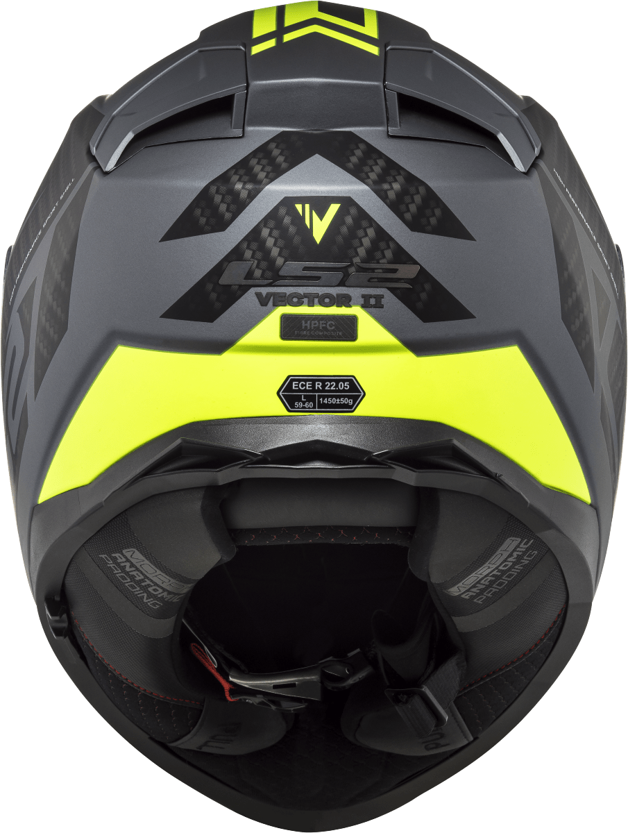 Destination Moto LS2 FF811 VECTOR II SPLITTER MATT TITAN Hi-Viz YELLOW HELMET