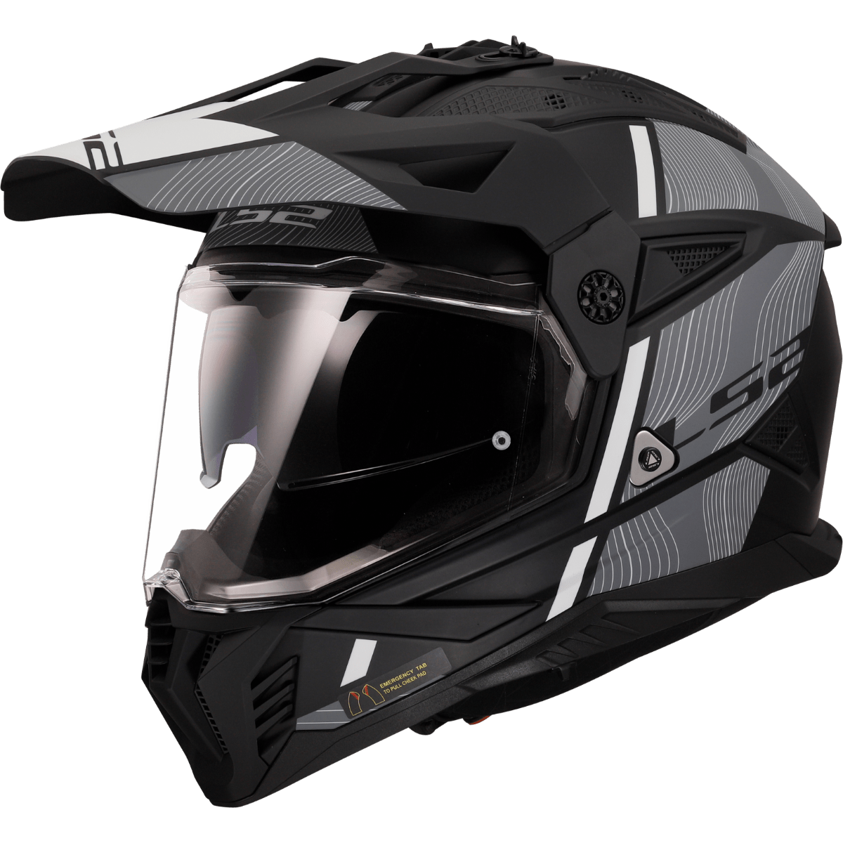 Destination Moto LS2 MX436 PIONEER II HILL MATT BLACK GREY HELMET