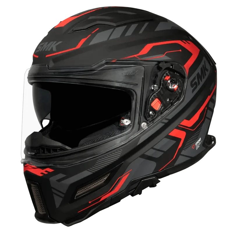 Destination Moto SMK Agnar Tektron Matt Black Red Helmet MA263