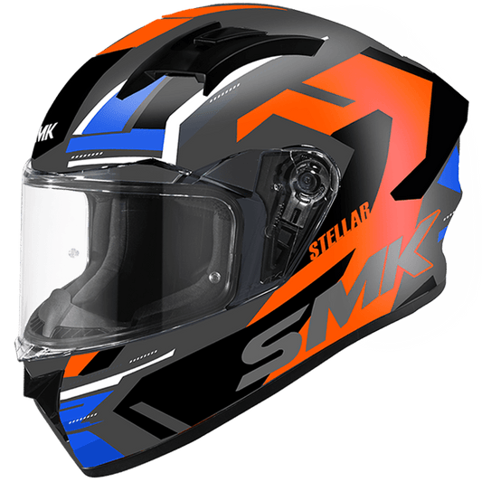 Destination Moto SMK Stellar K Power Gloss Grey Red Orange Blue GL635  Helmet