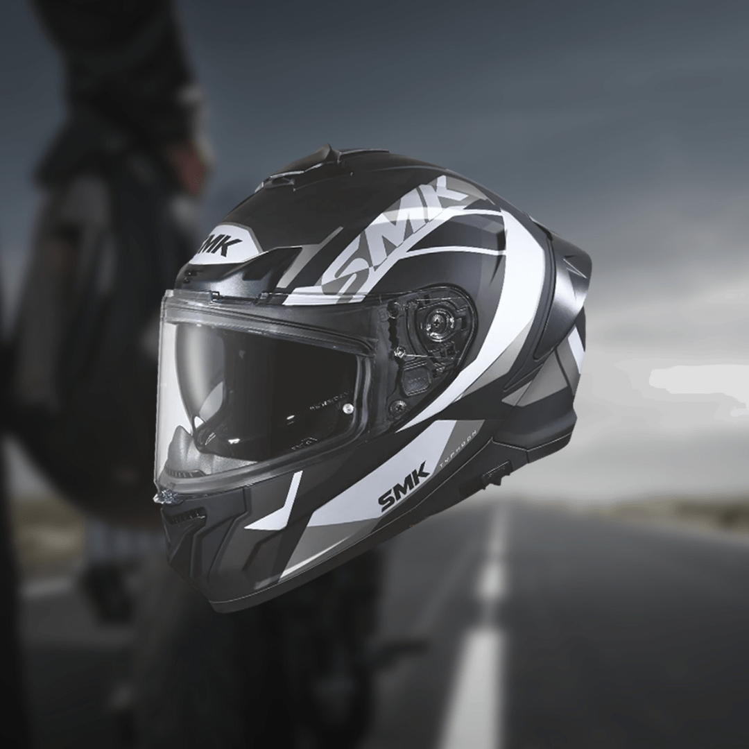 Destination Moto SMK Typhoon Style Gloss Black Grey Helmet GL266