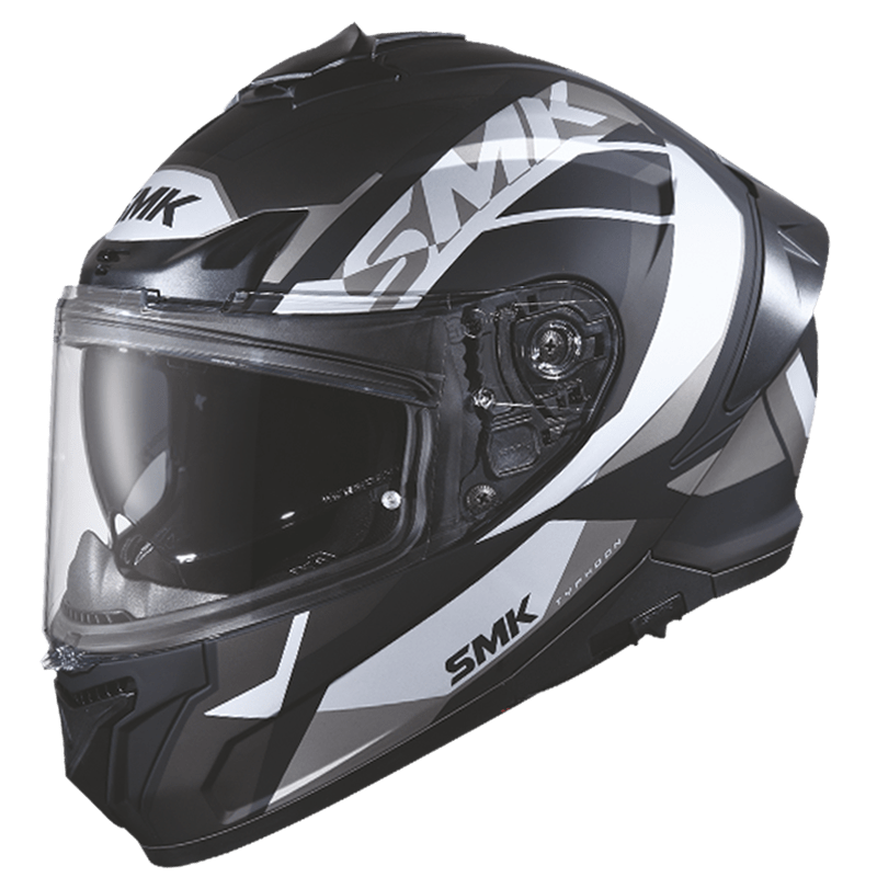 Destination Moto SMK Typhoon Style Gloss Black Grey Helmet GL266