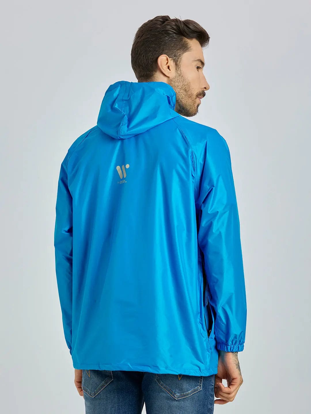 Destination Moto Zeel Men’s Lightweight Rain Jacket – Water Resistant, Travel Friendly (BLUE)