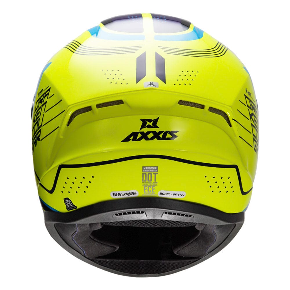Destination Moto AXXIS DRAKEN S COUGAR GLOSS FLOURO NEON YELLOW HELMET