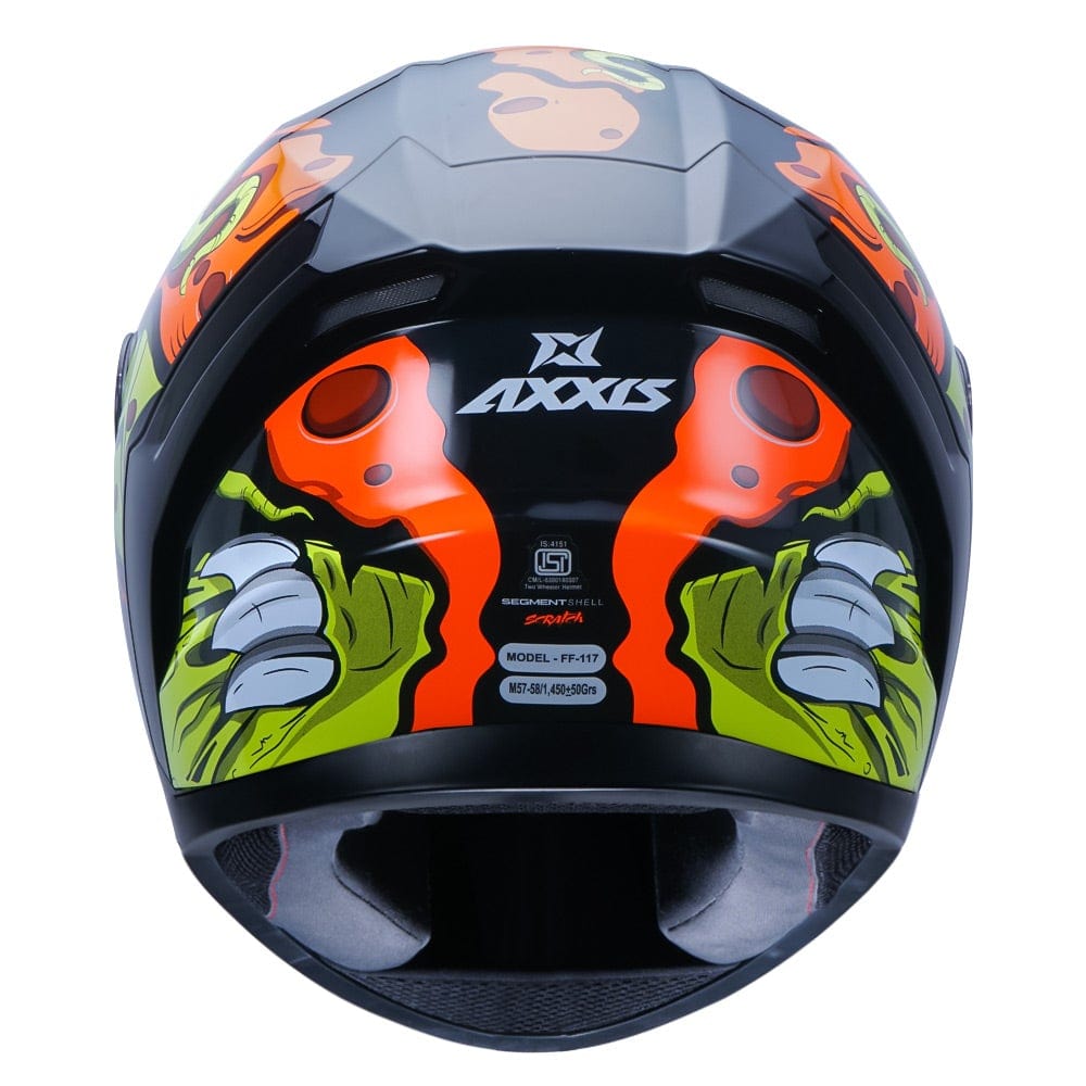 Destination Moto Axxis Segment Scratch Gloss Black Orange Motorcycle Helmet