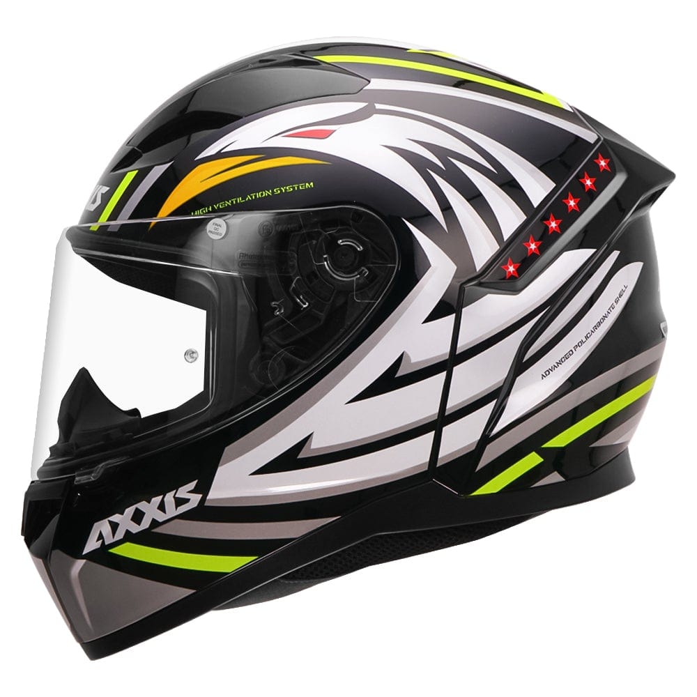 fluorescent motorcycle helmet Axxis Segment Sharp Gloss Black White Fluorescent Green Motorcycle Hel – Destination Moto