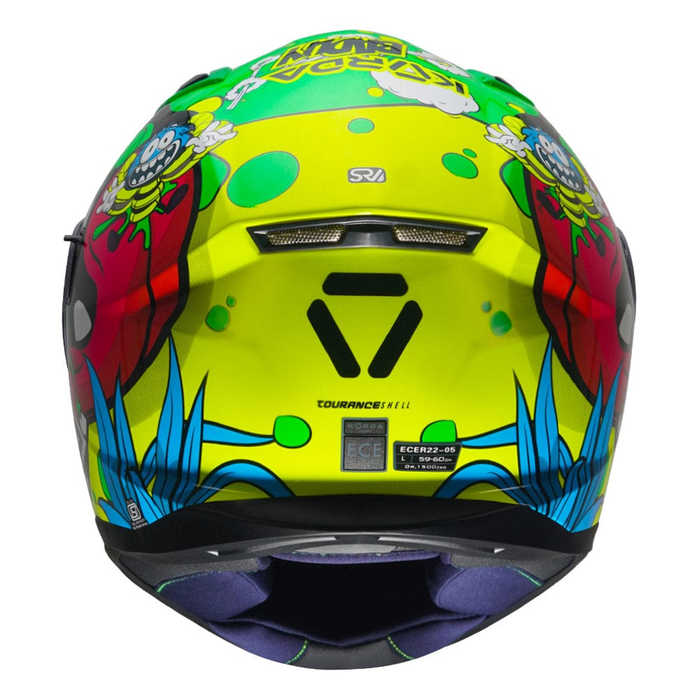 Destination Moto KORDA TOURANCE BADLIY GLOSS GREEN YELLOW HELMET