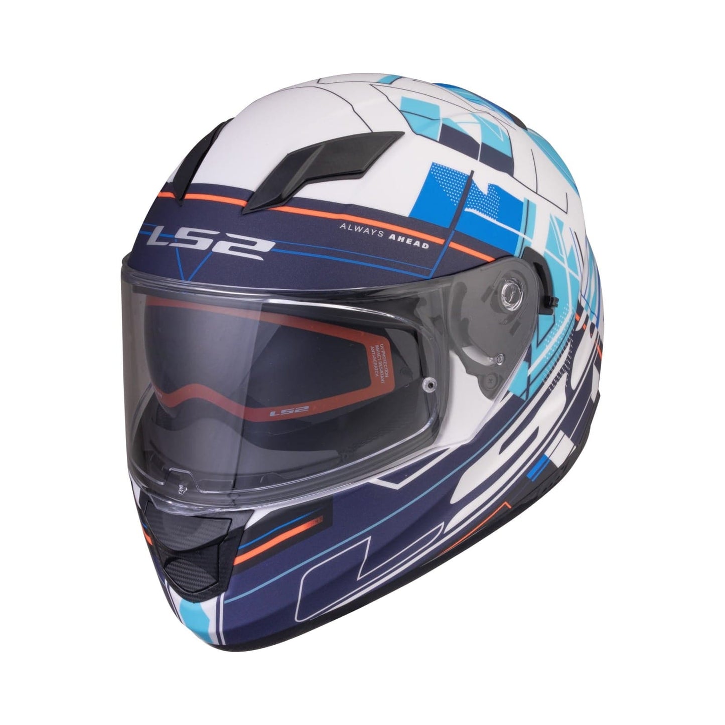 Destination Moto LS2 FF320 STREAM EVO SCAPE HELMET GLOSS WHITE BLUE WITH PINLOCK