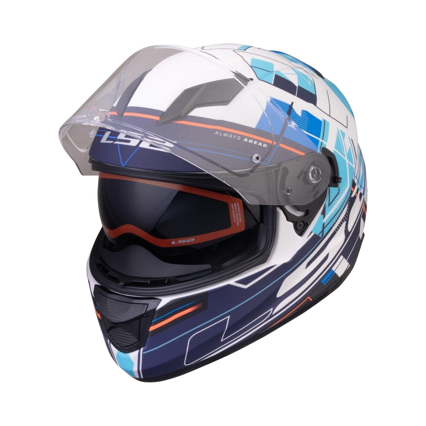 Destination Moto LS2 FF320 STREAM EVO SCAPE HELMET GLOSS WHITE BLUE WITH PINLOCK