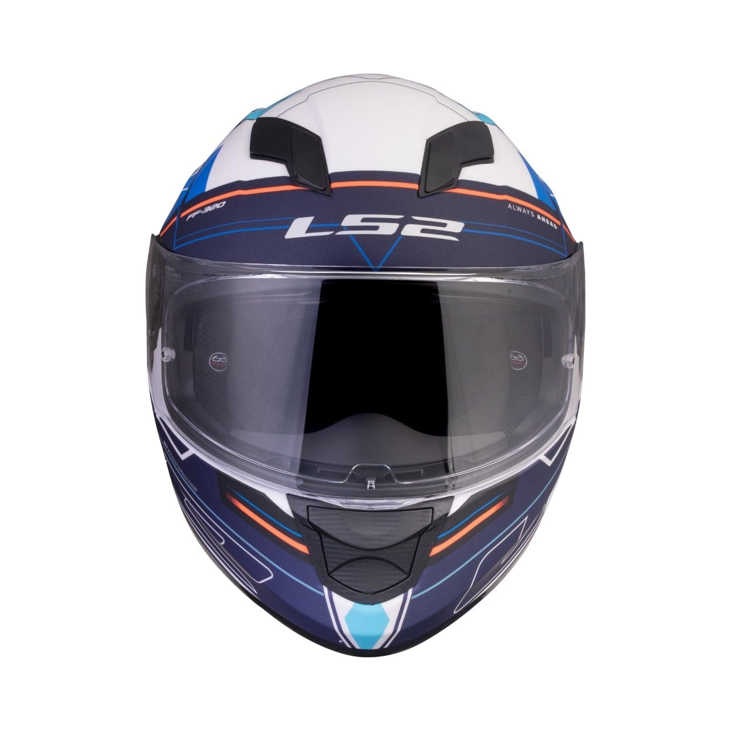 Destination Moto LS2 FF320 STREAM EVO SCAPE HELMET GLOSS WHITE BLUE WITH PINLOCK