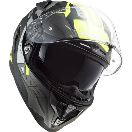 Destination Moto LS2 FF327 CHALLENGER ALLERT MATT TITANIUM H-V YELLOW HELMET