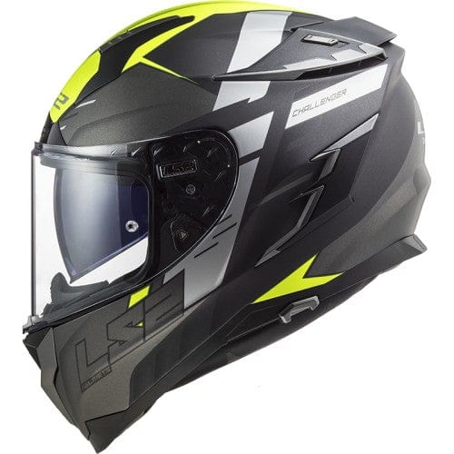Destination Moto LS2 FF327 CHALLENGER ALLERT MATT TITANIUM H-V YELLOW HELMET
