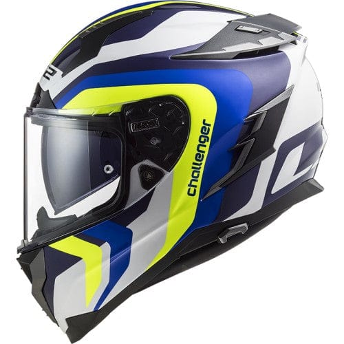 Destination Moto LS2 FF327 CHALLENGER GALACTIC GLOSS WHITE YELLOW BLUE HELMET