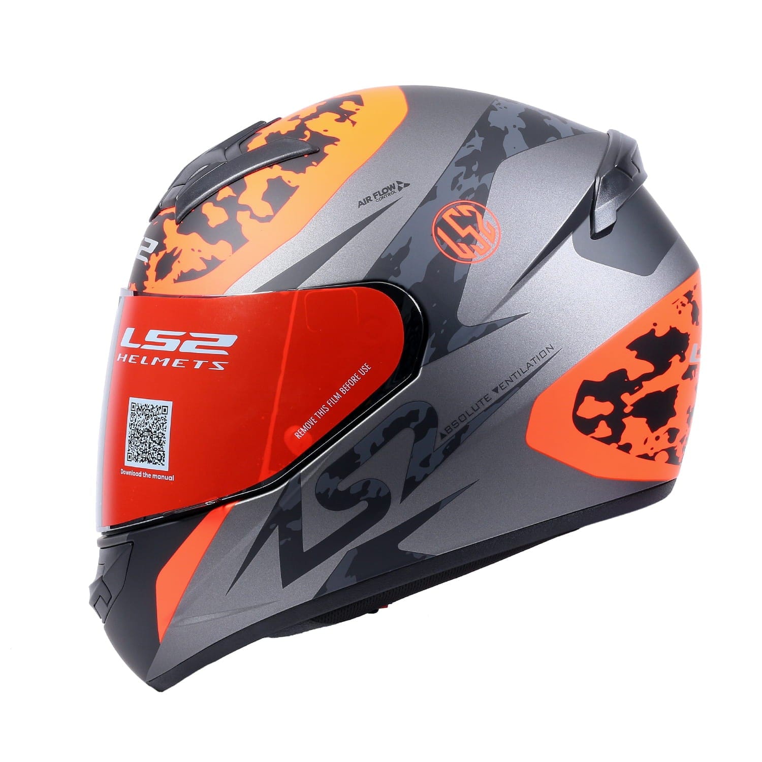 ls2 full face premium helmet ff352 LS2 FF352 AIRFLOW MATT TITANIUM ORANGE HELMET – Destination Moto