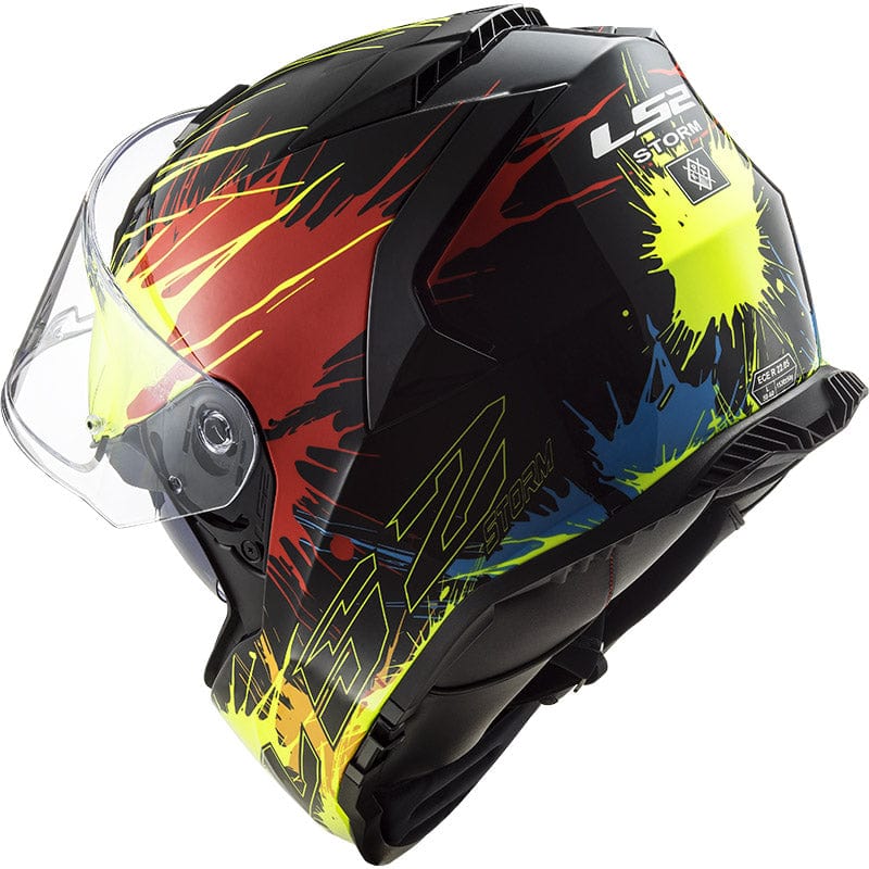 Destination Moto LS2 FF800 Storm Drop Gloss Black Yellow Red Helmet
