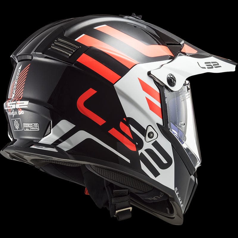 Destination Moto LS2 MX436 PIONEER EVO Adventurer Gloss Black White Helmet