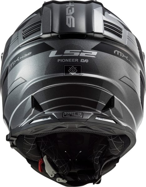 Destination Moto LS2 MX436 PIONEER EVO Knight Gloss Titanium White Helmet