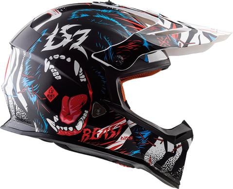 LS2 Offroad Helmet MX437 Fast Beast Matt Black White - Destination Moto