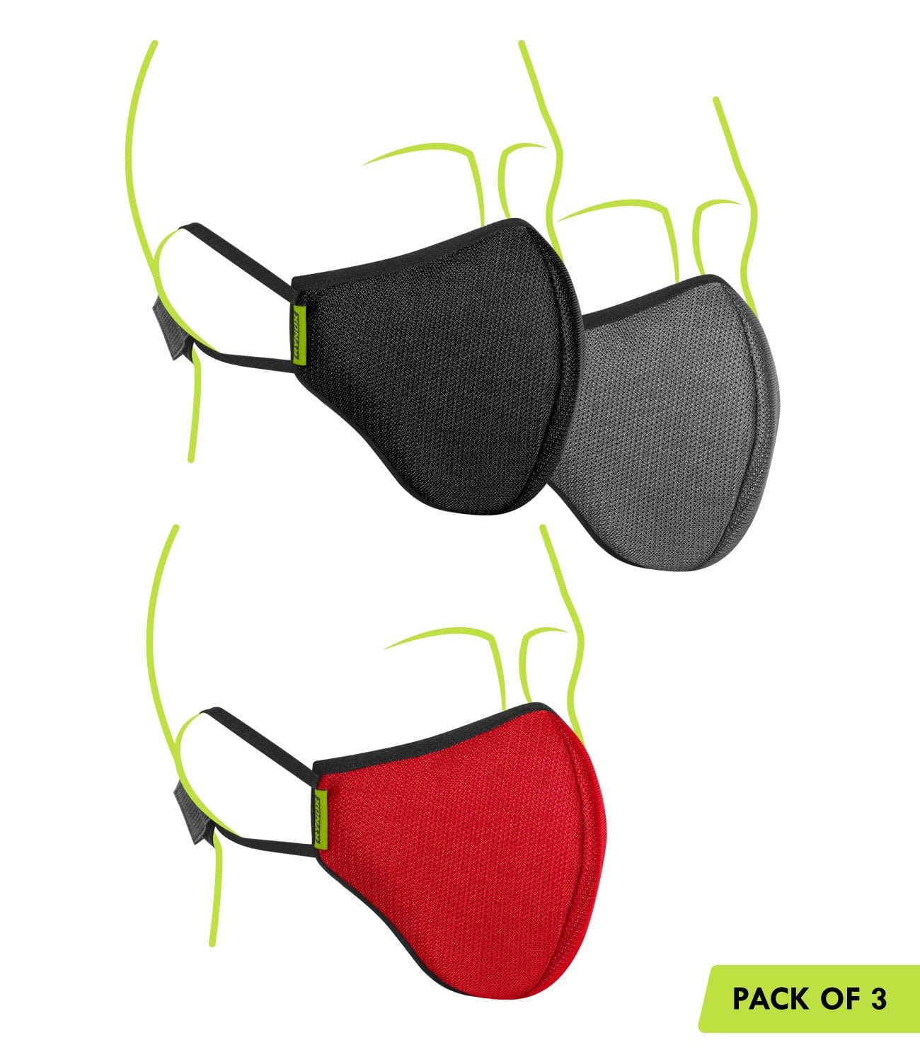 Rynox Defender Pro R95 Mask (Pack Of 3) - Destination Moto