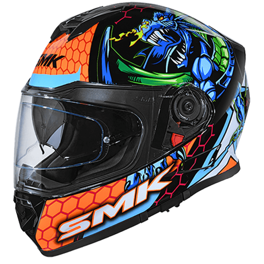 Destination Moto Helmets SMK Twister Dragon Gloss Black Blue Green GL258