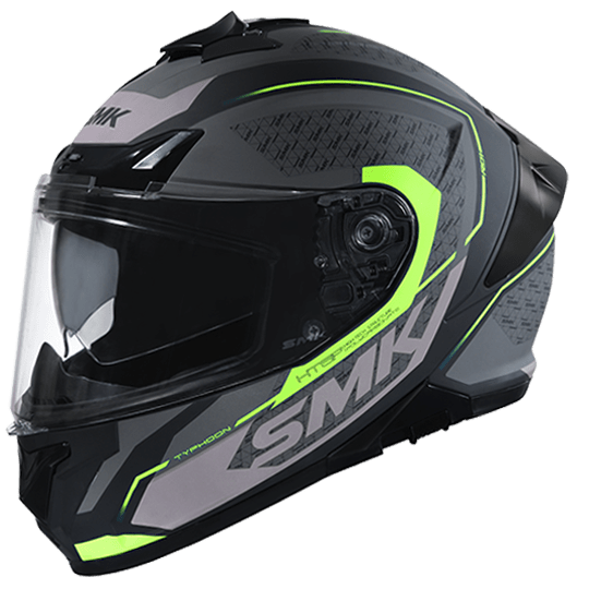 Destination Moto SMK Typhoon Helmet RD1 Gloss Black Grey Yellow GL264
