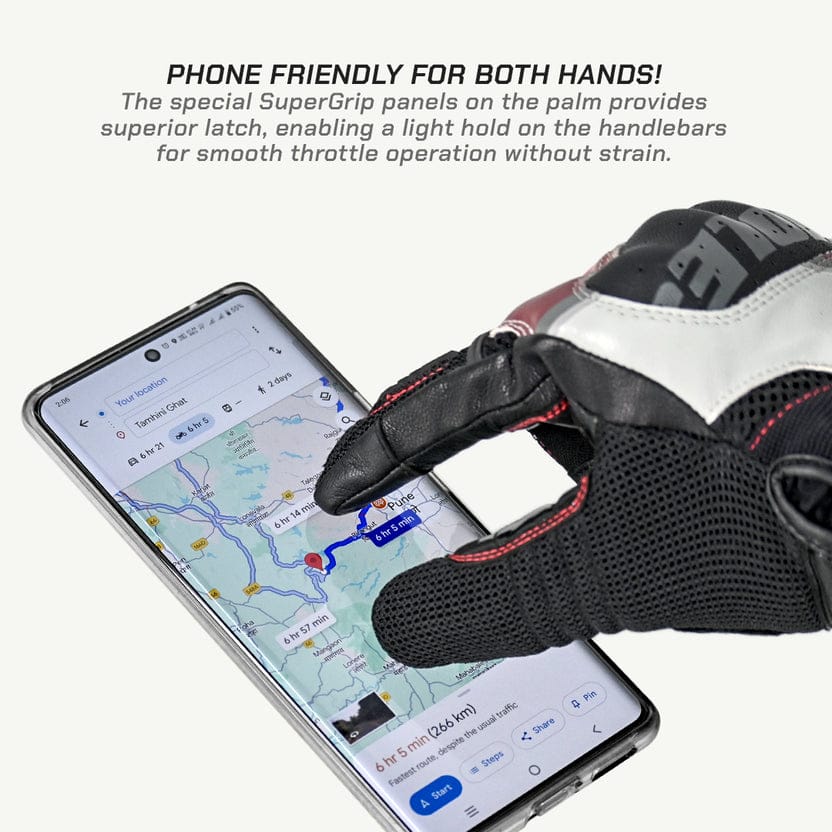 VIATERRA HOLESHOT PRO Semi-Gauntlet Motorcycle Riding Gloves (BLACK)