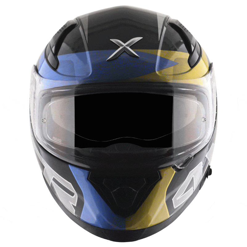 Axor Apex Chrometech Gloss Black Blue Helmet – Destination Moto