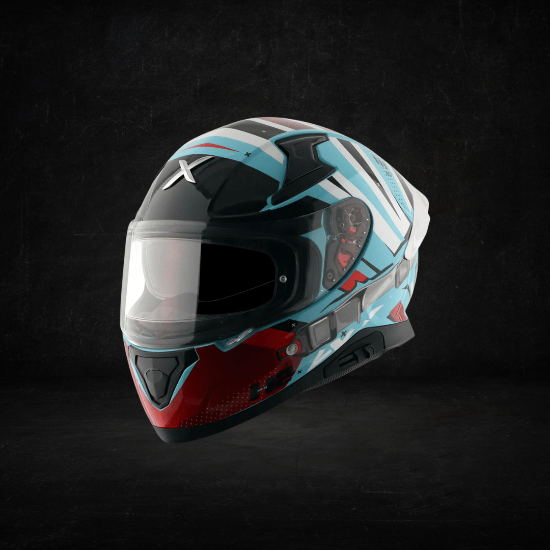 Axor Apex Hex 2 Gloss Blue Red Helmet – Destination Moto