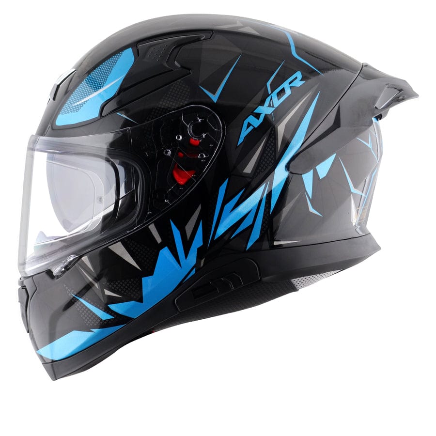 Destination Moto AXOR Apex Hunter Gloss Black Neon Blue Helmet