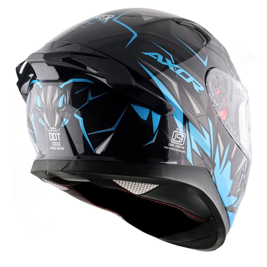 Destination Moto AXOR Apex Hunter Gloss Black Neon Blue Helmet